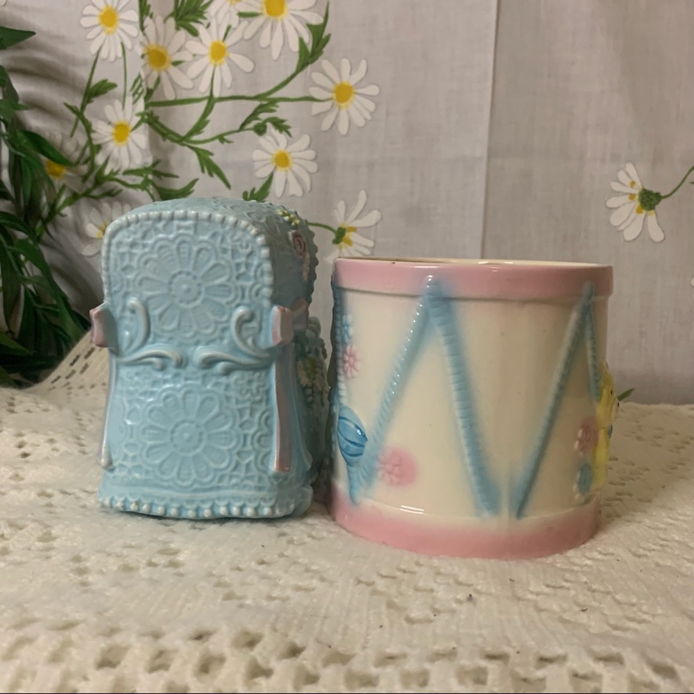Vintage 60s pastel blue bassinet drum baby planter - Picture 7 of 7
